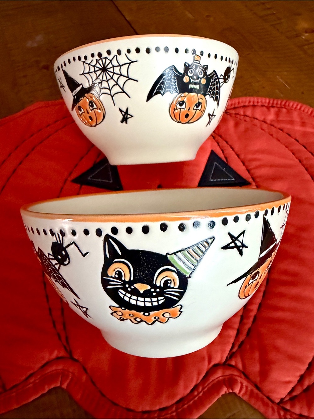 Halloween bowls retro vintage style set of 2
